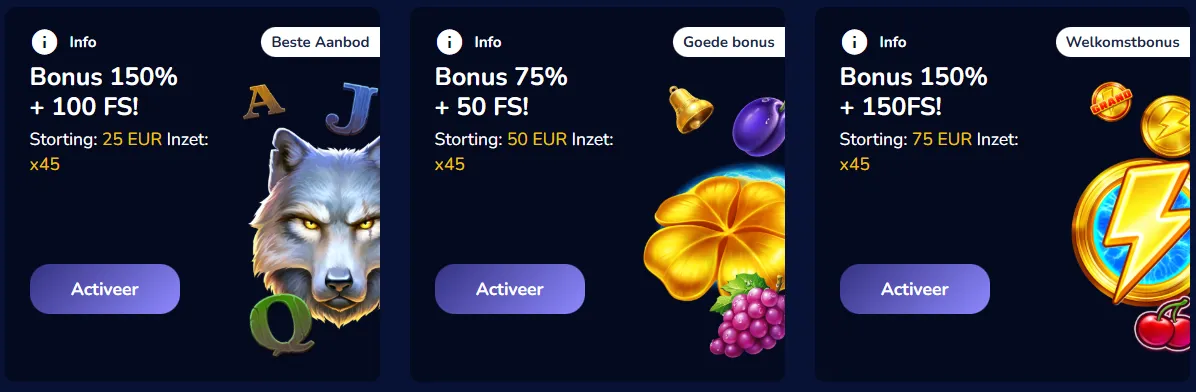 Welkomstbonus Slotseater casino – claim je casino bonus nu